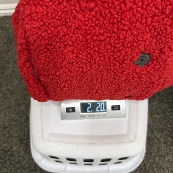 J Crew Coat Womens XSP Red Faux Fur Teddy Shearling Button Front Mid Length - Picture 12 of 12